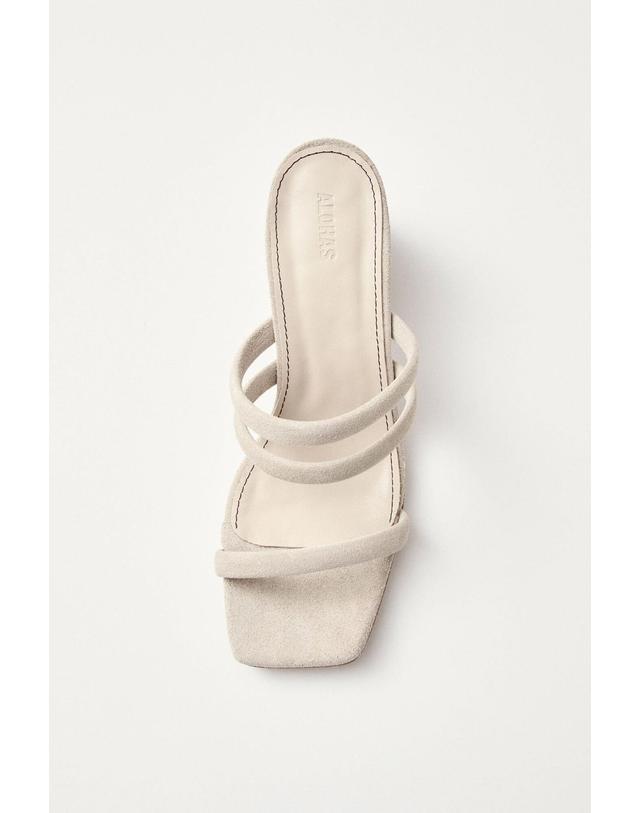 꼬르떼피엘 알로하스 트렌디 스웨이드 스트랩 미들힐 뮬 샌들 9961017 BEIGE 아이보리 착용컷