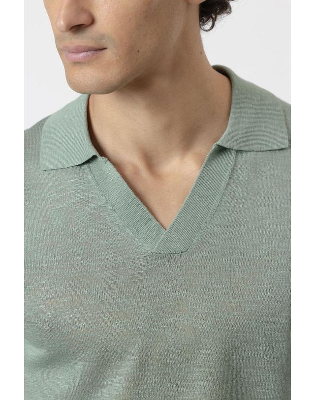 꼬르떼피엘 푸로에고 브이넥 반팔 니트 폴로 셔츠 3733130 VERDE 카키 착용컷