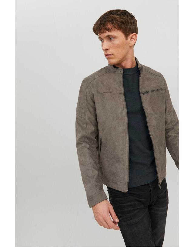꼬르떼피엘 잭앤존스 테크니컬 레더 바이커 재킷 7150471 GRIS 브라운 착용컷