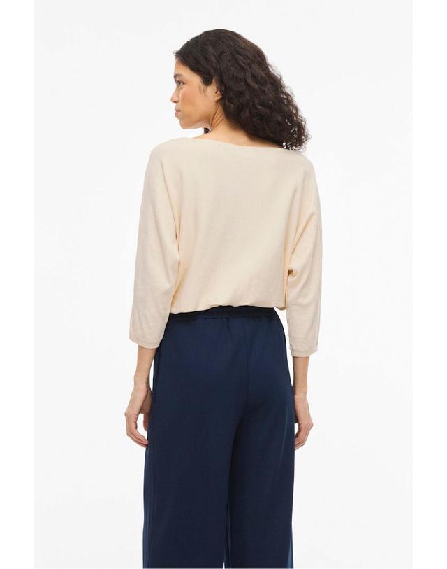 꼬르떼피엘 빌라 보트넥 7부소매 비스코스 니트 탑 5795376 BEIGE 아이보리 착용컷