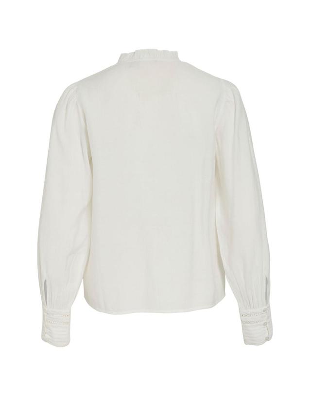 꼬르떼피엘 빌라 소프트 레이스 하이넥 블라우스 4313056 BLANCO 화이트 착용컷