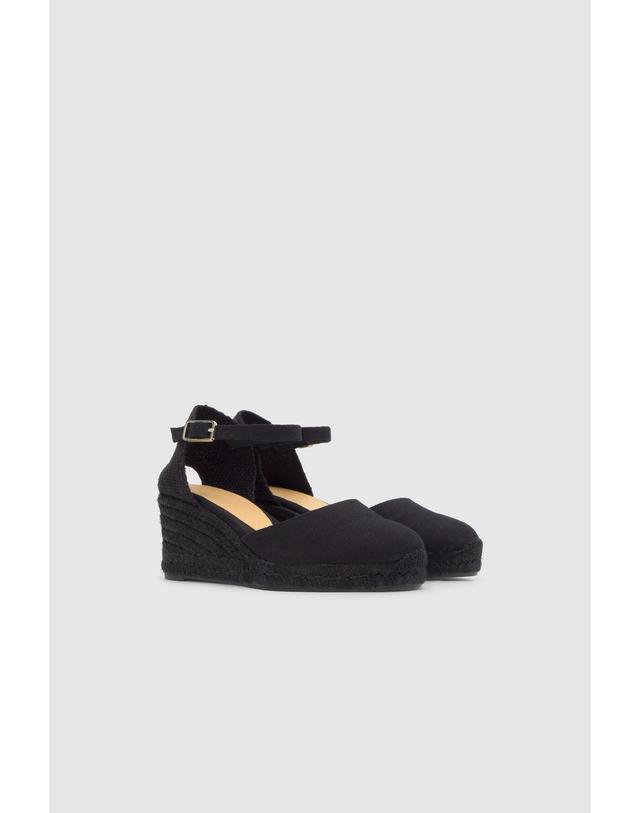 꼬르떼피엘 캐스타네르 블랙 앵클 스트랩 웨지 샌들 7cm 9961262 NEGRO 착용컷