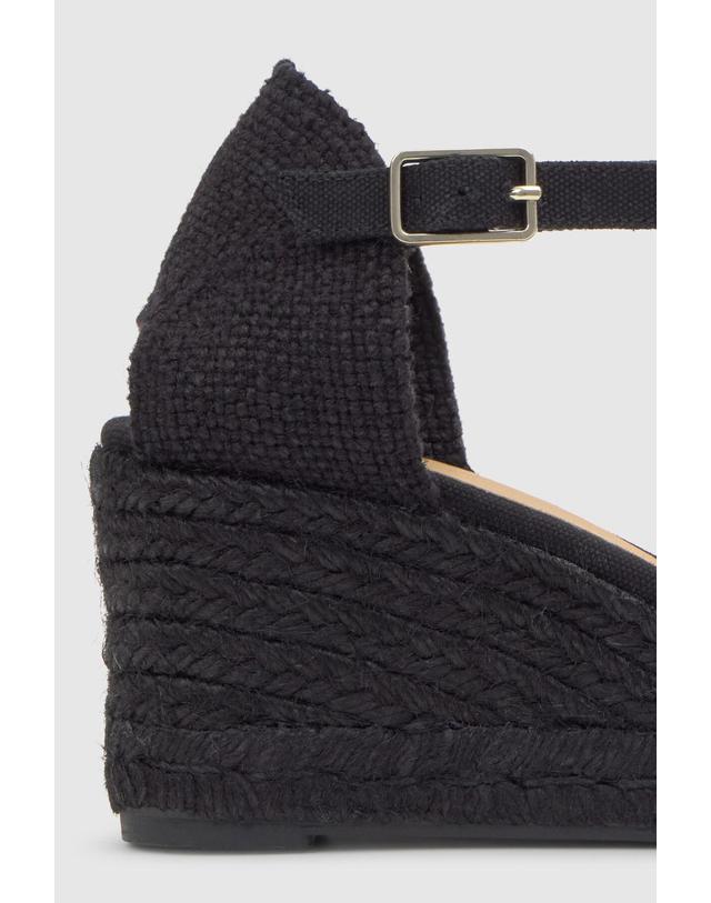 꼬르떼피엘 캐스타네르 블랙 앵클 스트랩 웨지 샌들 7cm 9961262 NEGRO 착용컷