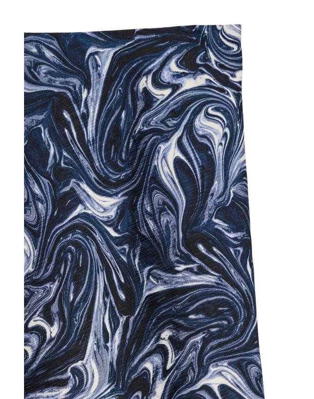 꼬르떼피엘 베로모다 새틴 프린트 플레어 미디 스커트 5723780 AZUL MARINO 블루 착용컷
