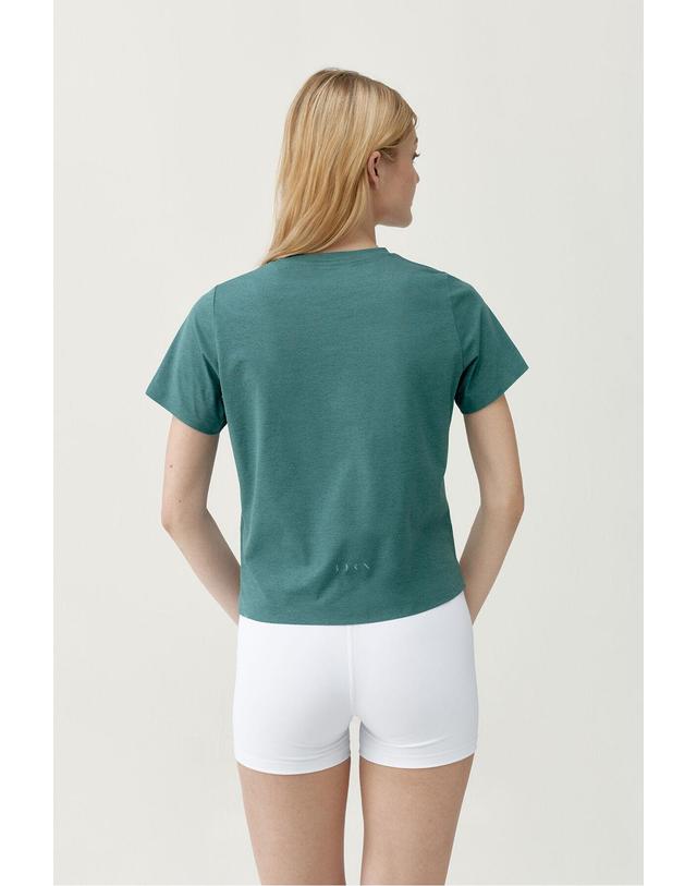 꼬르떼피엘 본리빙요가 테크니컬 그린 스포츠 반팔 티셔츠 8183651 KAKI 착용컷