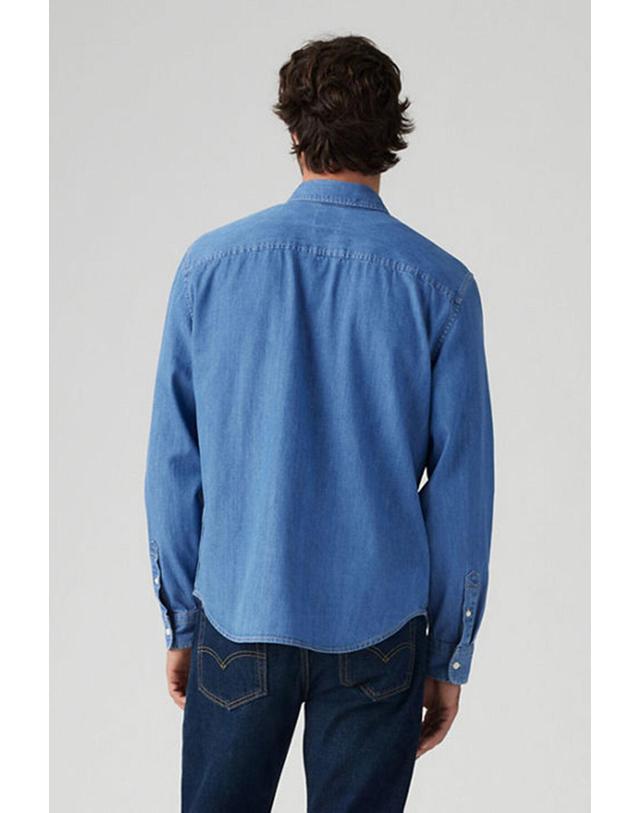 꼬르떼피엘 리바이스 데님 리사이클 코튼 테크니컬 긴팔 셔츠 2850344 AZUL 블루 착용컷