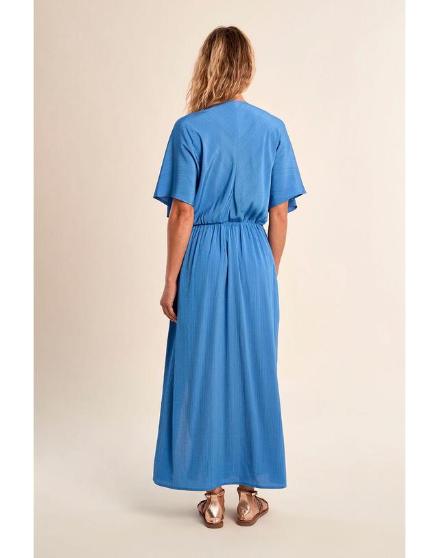 꼬르떼피엘 몰리브라켄 플라워 패턴 브이넥 반팔 롱 원피스 6443401 AZUL 멀티컬러 착용컷