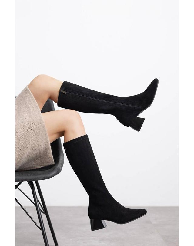 꼬르떼피엘 엑스티아이 비건 스웨이드 미들힐 롱부츠 1522746 NEGRO 블랙 착용컷