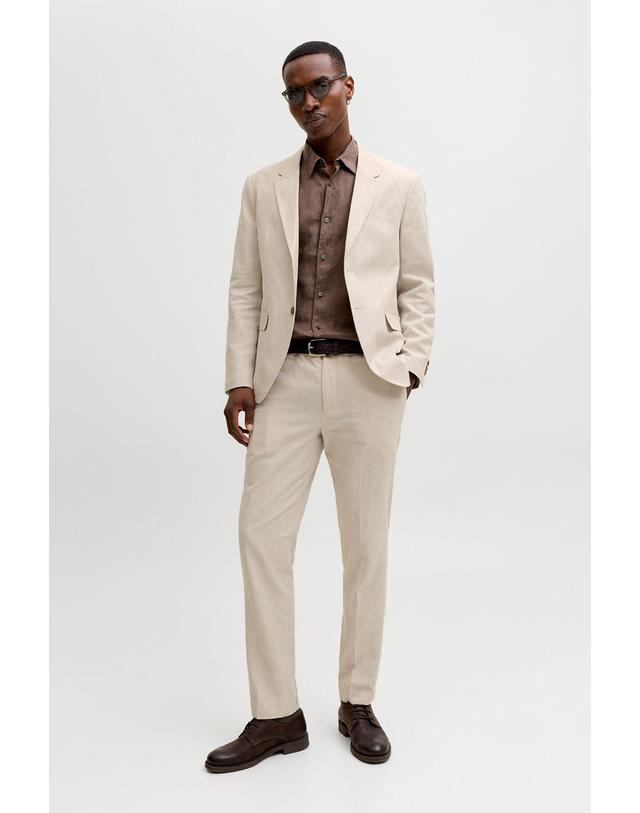 꼬르떼피엘 잭앤존스 린넨 슬림핏 테일러드 재킷 6770792 BEIGE 아이보리 착용컷
