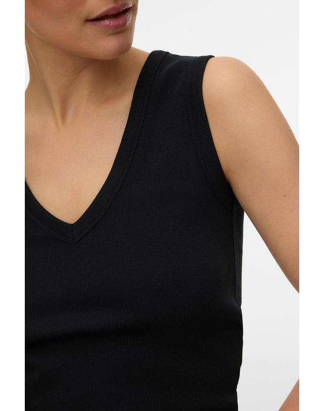꼬르떼피엘 베로모다 코튼 골지 브이넥 민소매 티셔츠 9934382 NEGRO 블랙 착용컷