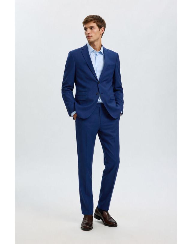 꼬르떼피엘 셀렉티드 테크니컬 슬림핏 테일러드 재킷 폴리울 블루 수트 6770658 AZUL 착용컷