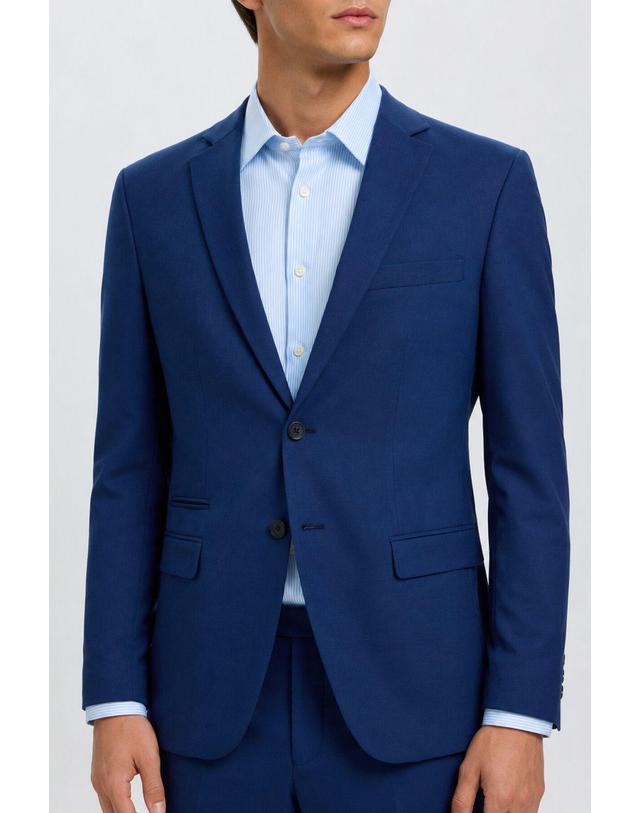 꼬르떼피엘 셀렉티드 테크니컬 슬림핏 테일러드 재킷 폴리울 블루 수트 6770658 AZUL 착용컷
