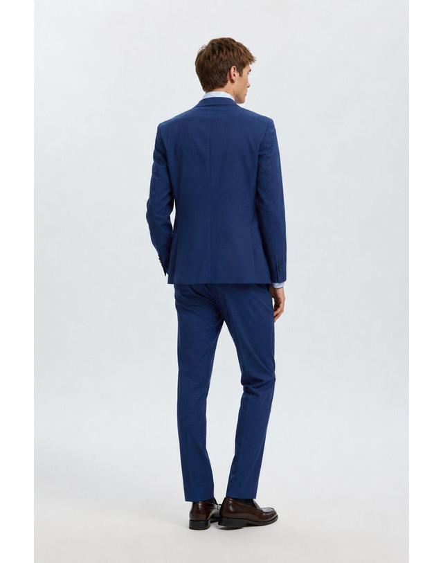 꼬르떼피엘 셀렉티드 테크니컬 슬림핏 테일러드 재킷 폴리울 블루 수트 6770658 AZUL 착용컷
