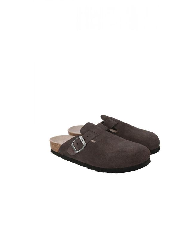 꼬르떼피엘 제뉴인스 프리미엄 스웨이드 버클 스트랩 뮬 슬리퍼 9961129 MARRON OSCURO 그레이 착용컷