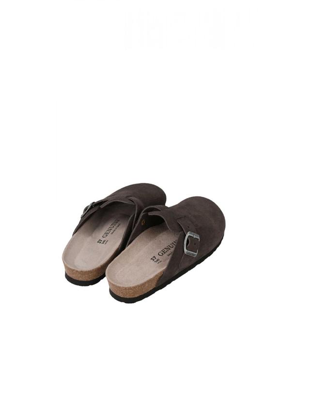 꼬르떼피엘 제뉴인스 프리미엄 스웨이드 버클 스트랩 뮬 슬리퍼 9961129 MARRON OSCURO 그레이 착용컷
