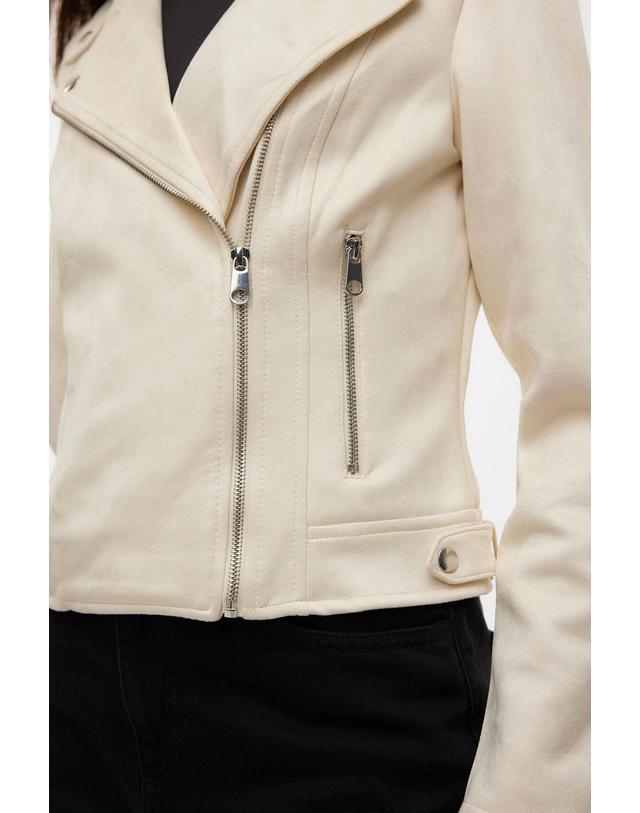 꼬르떼피엘 베로모다 스웨이드 지퍼 바이커 자켓 7930137 BEIGE 베이지 착용컷