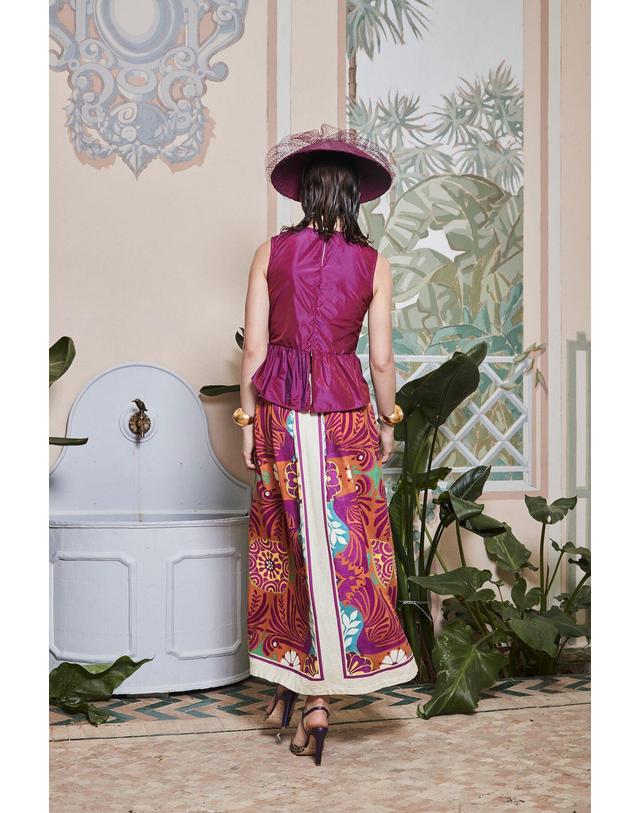꼬르떼피엘 파남비 플라워 프린트 A라인 롱 스커트 5723785 FUCSIA 멀티컬러 착용컷