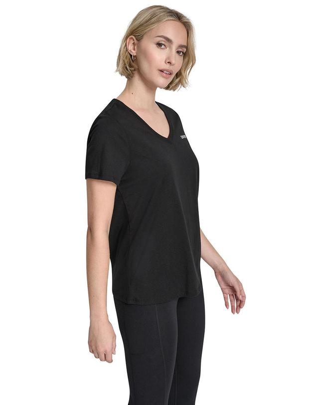꼬르떼피엘 디케이엔와이 DKNY 로고 브이넥 반팔 티셔츠 블랙 0143334 NEGRO 착용컷