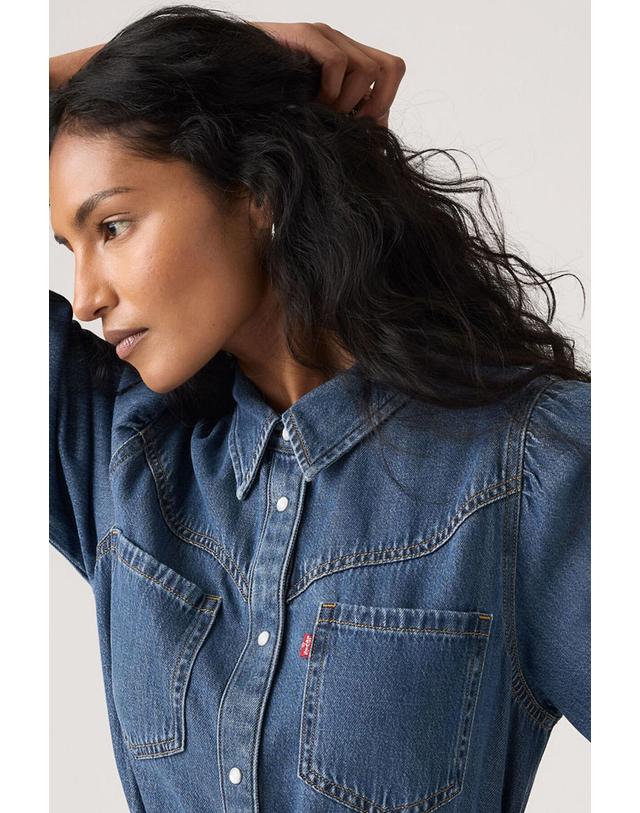 꼬르떼피엘 리바이스 데님 벨트 롱 셔츠 원피스 9908877 AZUL OSCURO 블루 착용컷