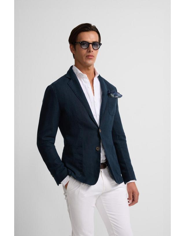 꼬르떼피엘 실본 린넨 테일러드 재킷 Americana comfort 6770747 AZUL MARINO 네이비 착용컷