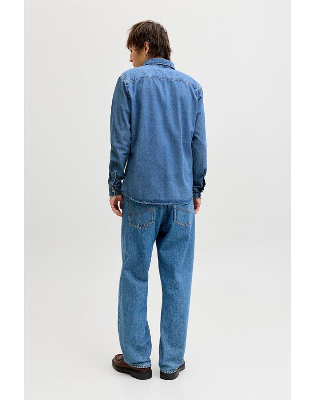 꼬르떼피엘 잭앤존스 슬림핏 긴팔 데님 셔츠 2850382 AZUL 블루 착용컷