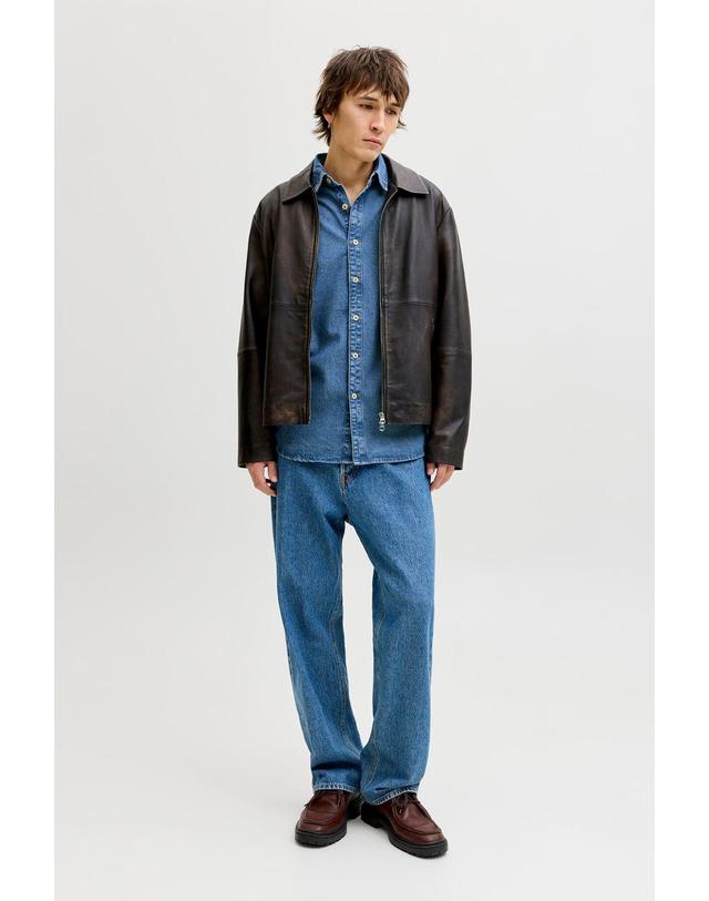 꼬르떼피엘 잭앤존스 슬림핏 긴팔 데님 셔츠 2850382 AZUL 블루 착용컷