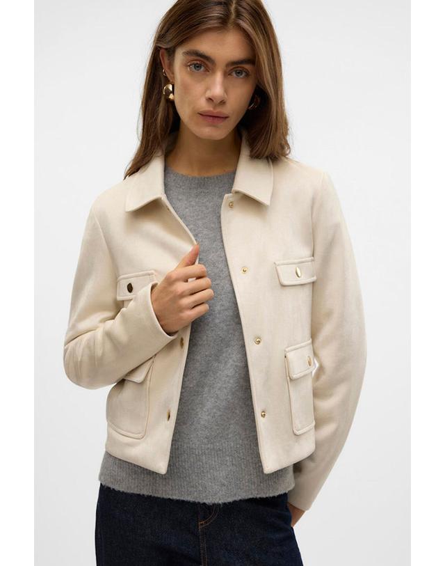 꼬르떼피엘 베로모다 에코 스웨이드 크롭 재킷 7930235 BEIGE 아이보리 착용컷