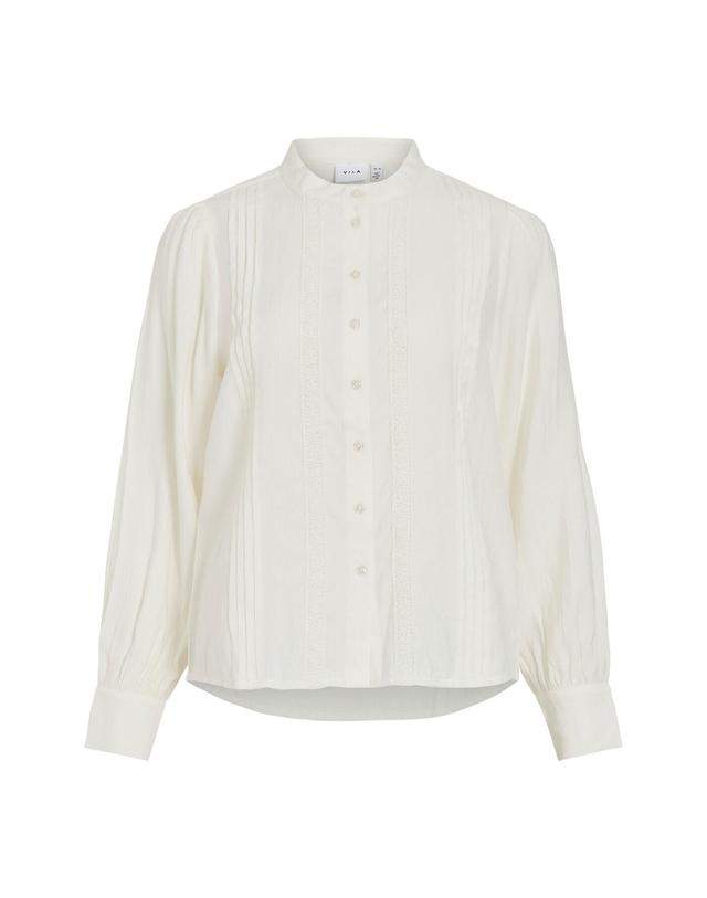 꼬르떼피엘 빌라 레이스 플리츠 긴팔 블라우스 4314159 BLANCO 아이보리 착용컷