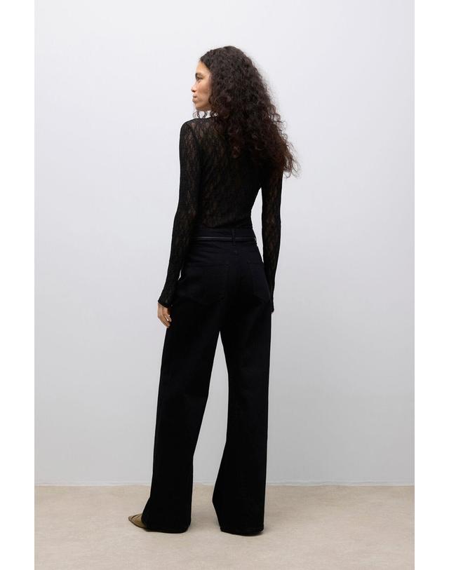 꼬르떼피엘 베로모다 플로럴 레이스 긴팔 티셔츠 5880035 NEGRO 블랙 착용컷