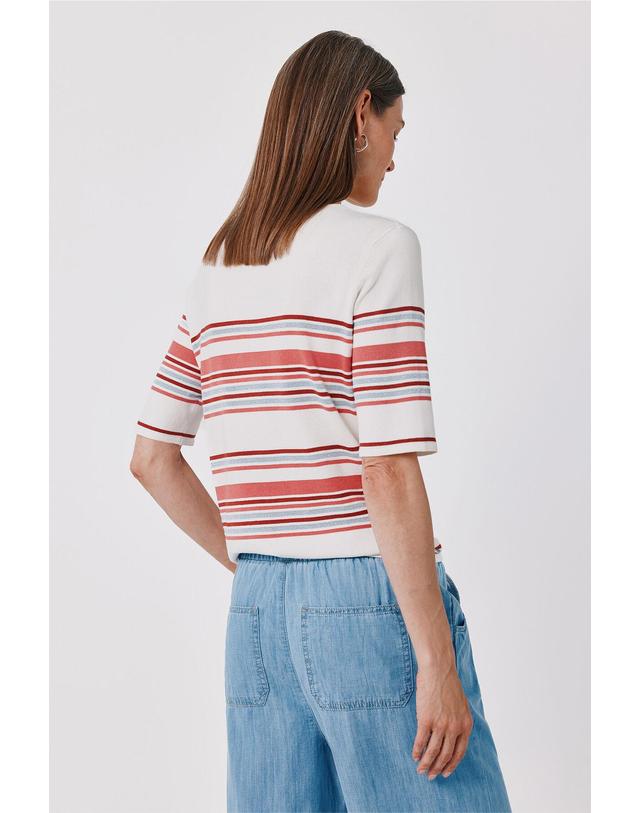 꼬르떼피엘 꼬르떼피엘 멀티컬러 라운드넥 반팔 니트 티셔츠 6214878 MULTICOLOR 착용컷