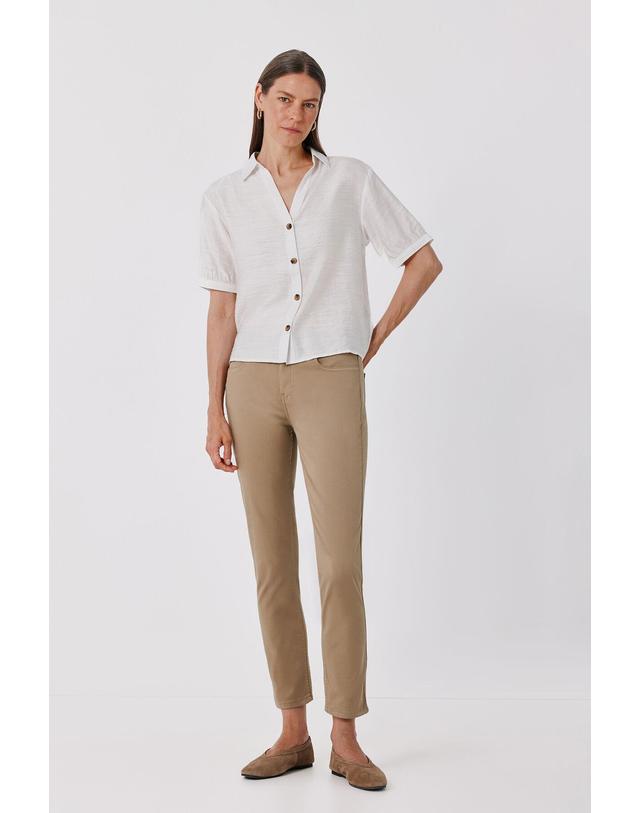꼬르떼피엘 꼬르떼피엘 슬림 크롭 5포켓 앵클 팬츠 9954070 BEIGE 베이지 착용컷