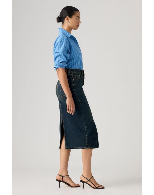 꼬르떼피엘 리바이스 프론트 슬릿 미디 데님 스커트 5860069 AZUL OSCURO 네이비 착용컷