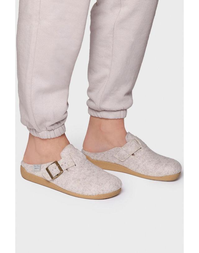 꼬르떼피엘 토니폰즈 펠트 컴포트 벨트 뮬 슬리퍼 4184076 BEIGE 아이보리 착용컷