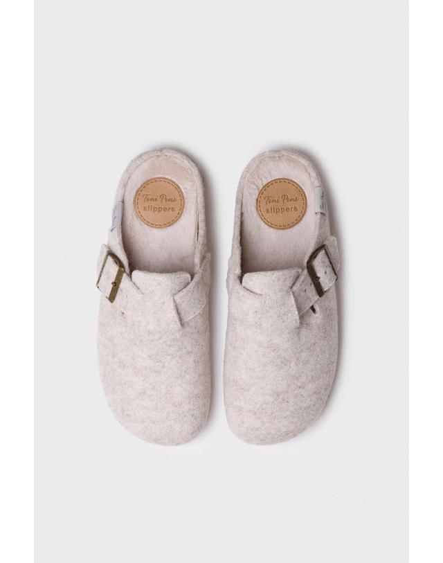 꼬르떼피엘 토니폰즈 펠트 컴포트 벨트 뮬 슬리퍼 4184076 BEIGE 아이보리 착용컷