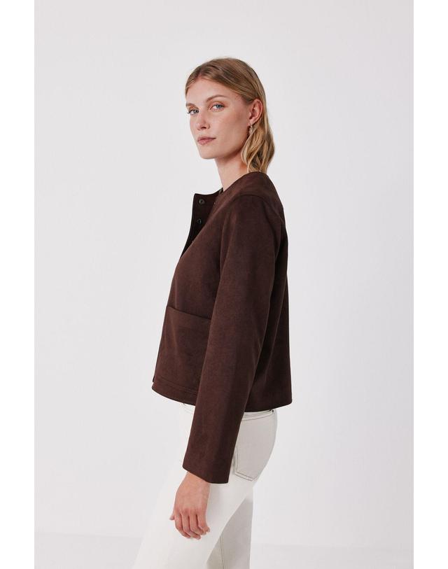 꼬르떼피엘 꼬르떼피엘 스웨이드 이펙트 크롭 자켓 6614811 MARRON OSCURO 초콜릿 착용컷