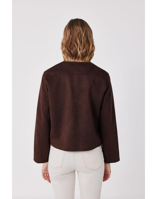 꼬르떼피엘 꼬르떼피엘 스웨이드 이펙트 크롭 자켓 6614811 MARRON OSCURO 초콜릿 착용컷