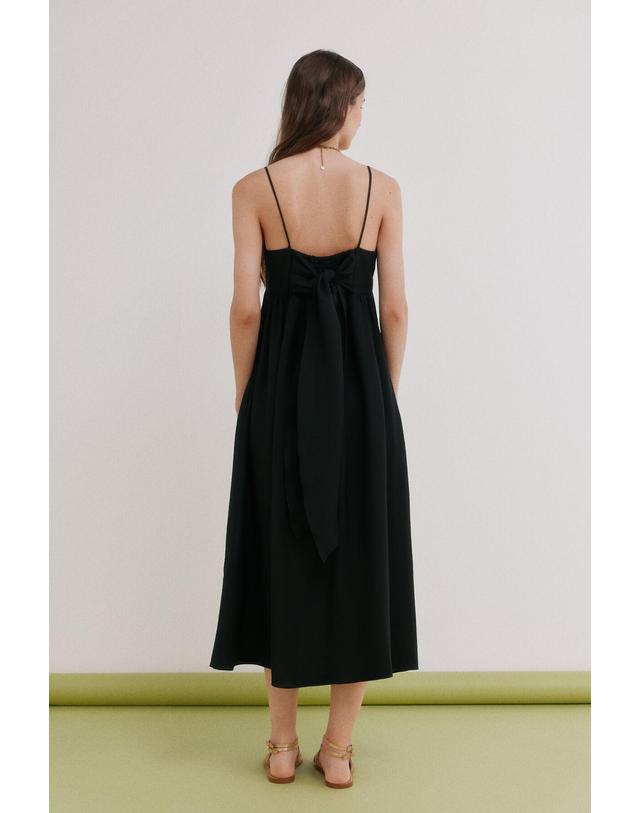 꼬르떼피엘 호스 인트로피아 리본 허니콤 플레어 미디 원피스 8223397 NEGRO 블랙 착용컷