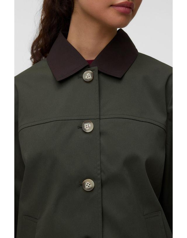 꼬르떼피엘 베로모다 배색 칼라 트윌 숏 트렌치 자켓 7930253 VERDE OSCURO 그린 착용컷