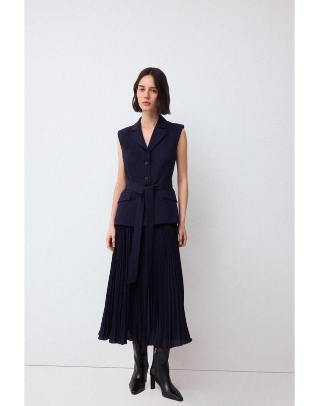꼬르떼피엘 페드로 델 이에로 플리츠 스커트 블레이저 원피스 3814486 AZUL 네이비 착용컷