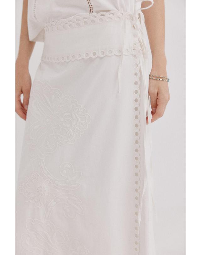 꼬르떼피엘 호스 인트로피아 플로럴 자수 롱 파레오 스커트 8424178 BLANCO 화이트 착용컷