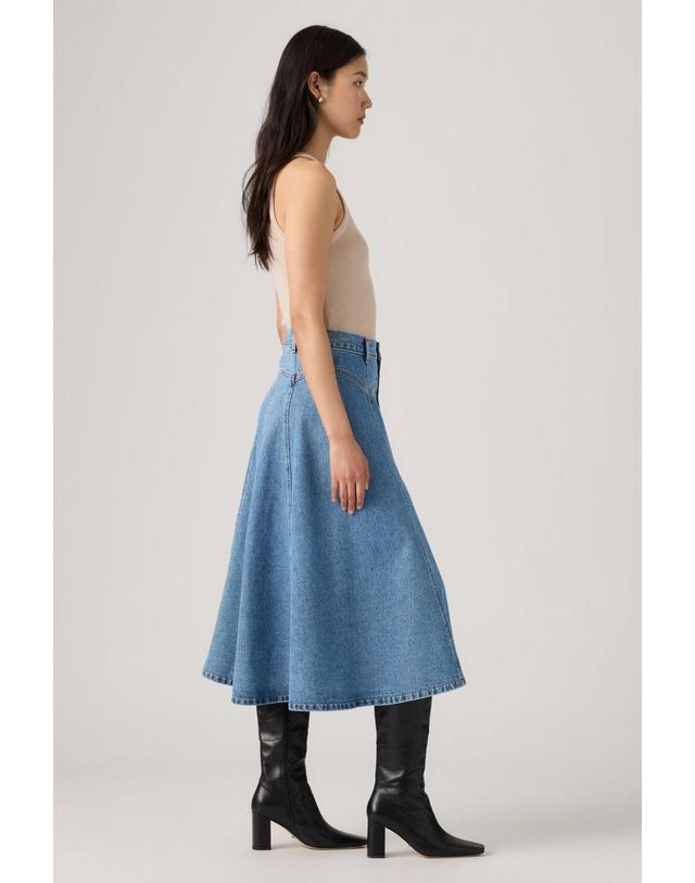꼬르떼피엘 리바이스 하이라이즈 버튼 데님 미디 스커트 7640142 AZUL 블루 착용컷