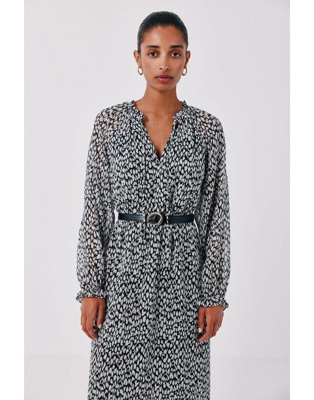 꼬르떼피엘 꼬르떼피엘 프린트 러플 벨트 롱 원피스 1874483 ESTAMPADO BEIGE 멀티컬러 착용컷