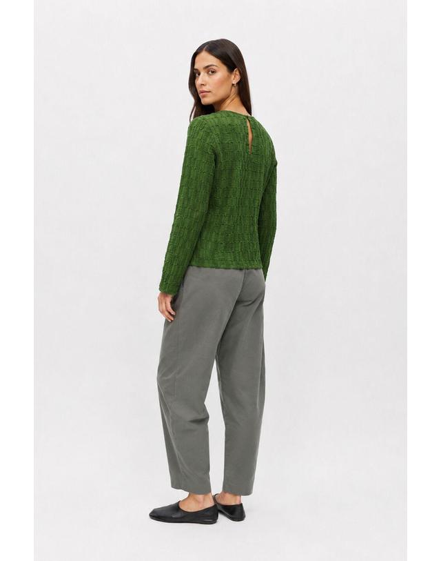 꼬르떼피엘 오브젝트 레귤러핏 라운드넥 긴팔 탑 4314251 VERDE OSCURO 그린 착용컷
