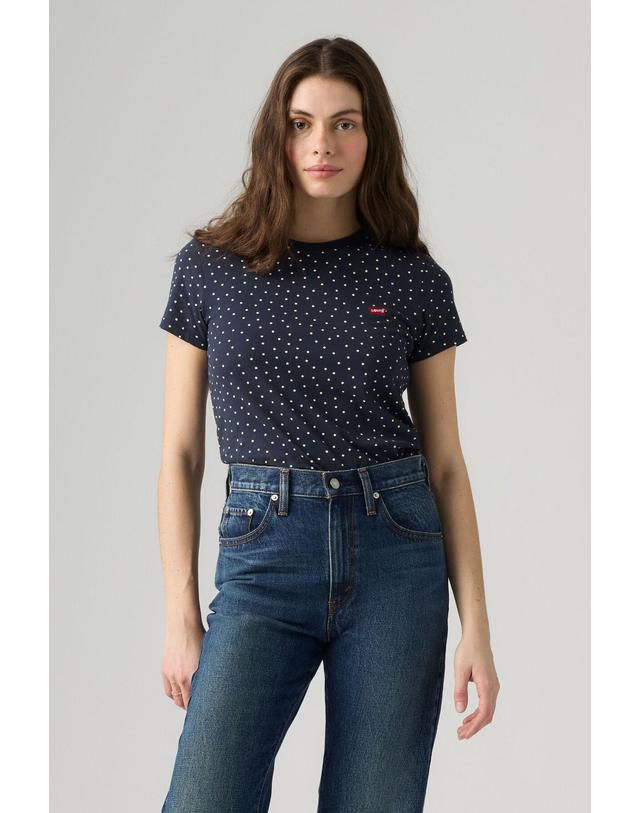 꼬르떼피엘 리바이스 도트 패턴 라운드넥 반팔 티셔츠 9934397 ESTAMPADO AZUL 네이비 착용컷