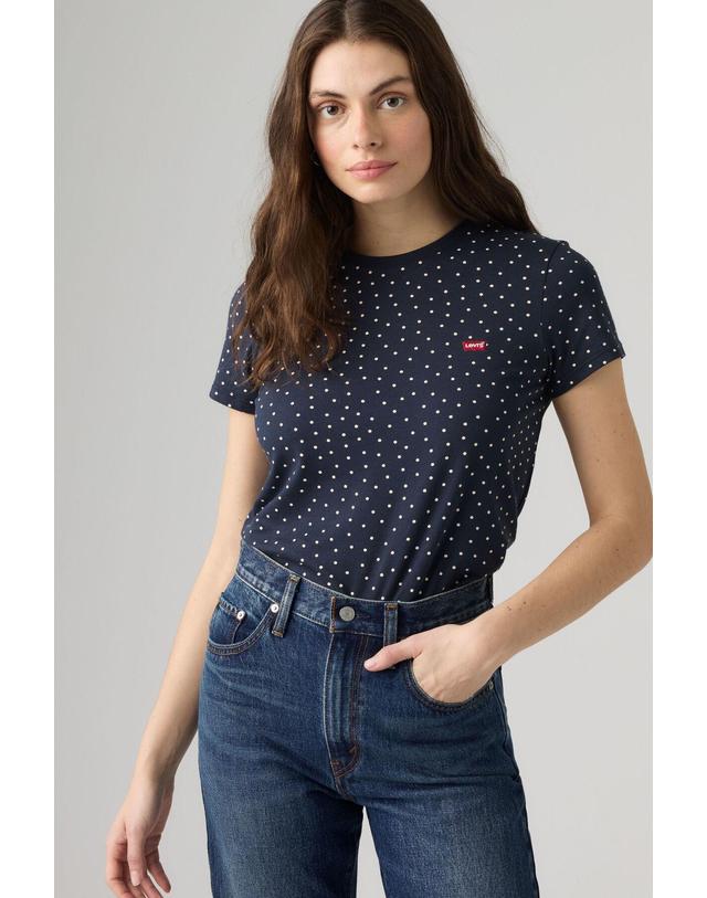 꼬르떼피엘 리바이스 도트 패턴 라운드넥 반팔 티셔츠 9934397 ESTAMPADO AZUL 네이비 착용컷