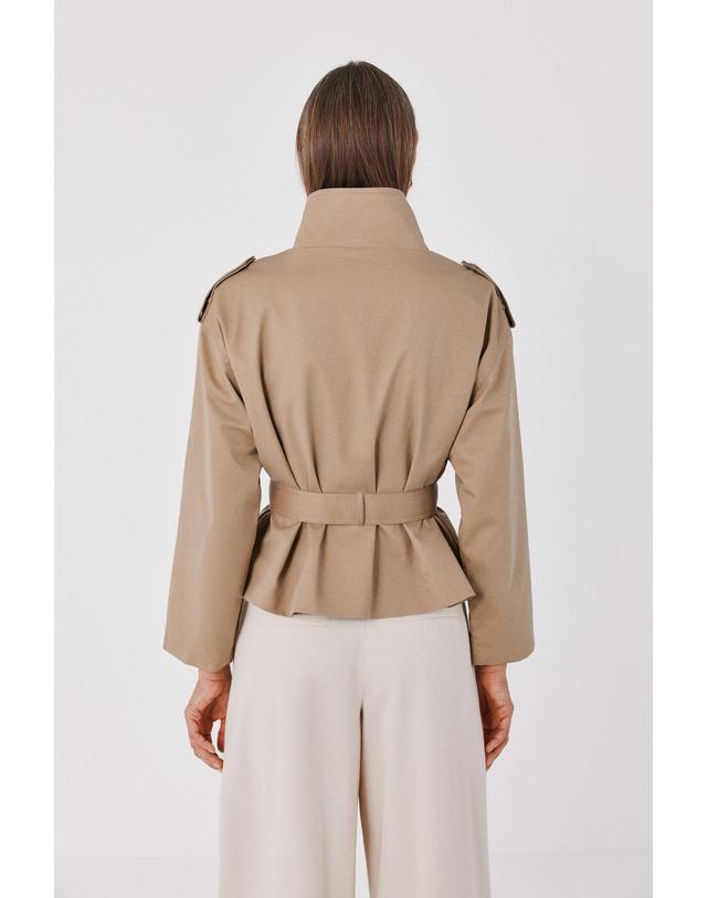꼬르떼피엘 꼬르떼피엘 벨트 더블버튼 숏 트렌치 코트 6614842 BEIGE 베이지 착용컷