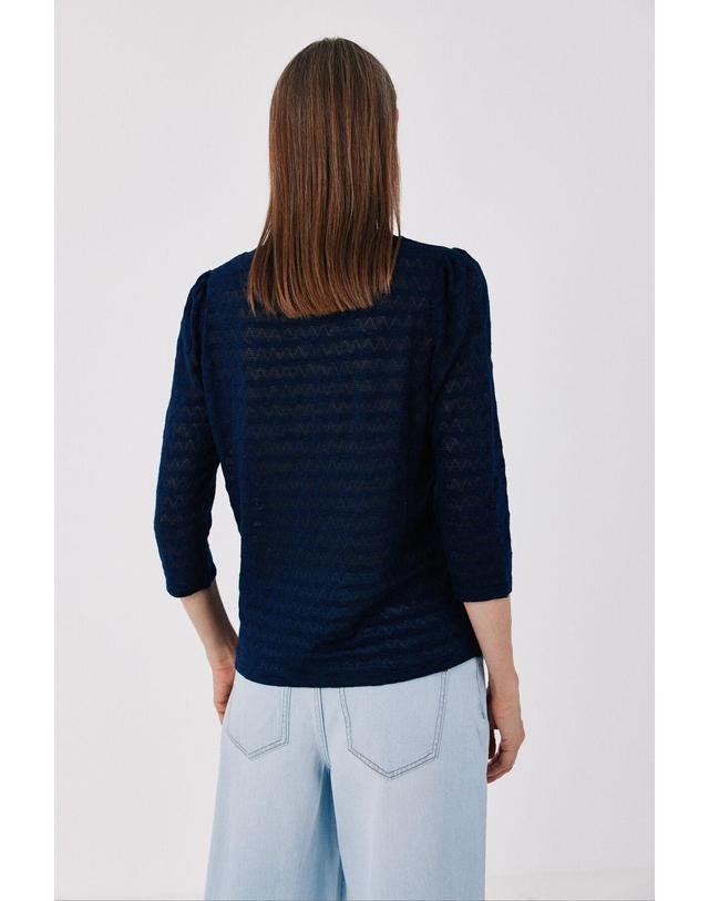 꼬르떼피엘 꼬르떼피엘 스트라이프 헨리넥 7부 소매 티셔츠 6324491 AZUL MARINO 네이비 착용컷