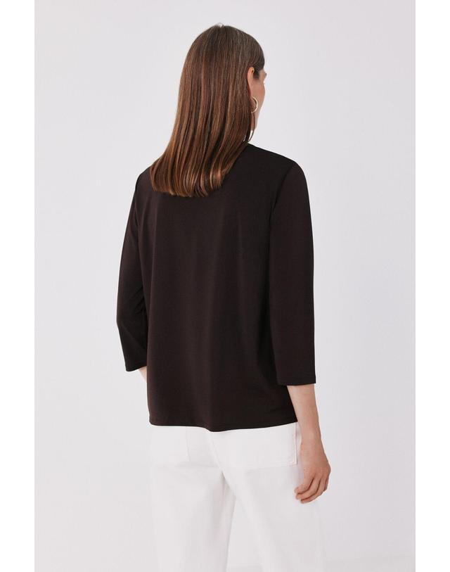 꼬르떼피엘 꼬르떼피엘 마오넥 베이직 7부 소매 블라우스 6324481 MARRON OSCURO 초콜릿 착용컷