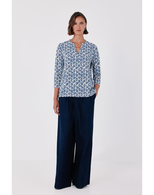 꼬르떼피엘 꼬르떼피엘 프린트 마오넥 7부 소매 블라우스 6324481 ESTAMPADO BLANCO 멀티컬러 착용컷