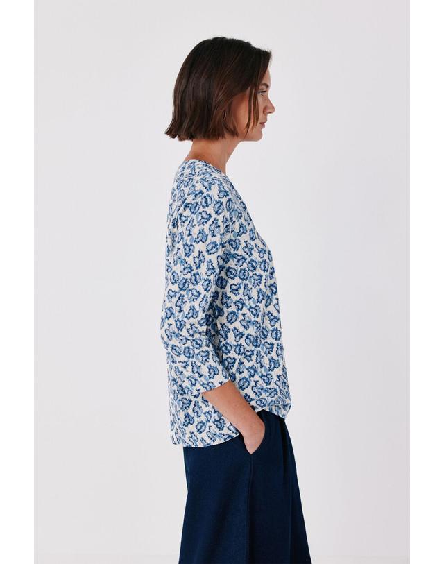 꼬르떼피엘 꼬르떼피엘 프린트 마오넥 7부 소매 블라우스 6324481 ESTAMPADO BLANCO 멀티컬러 착용컷
